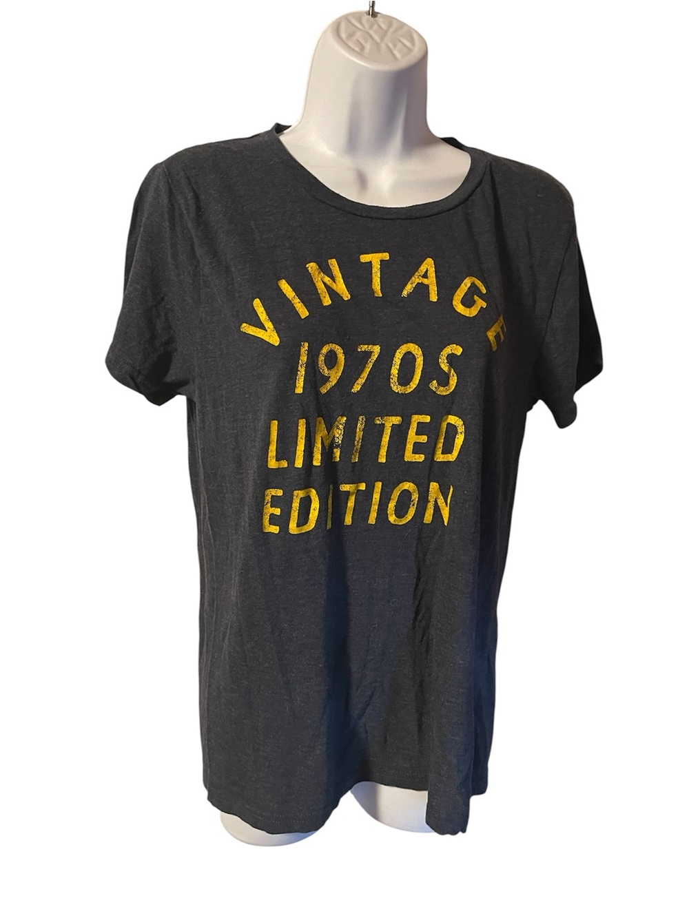 Crazy Dog T-Shirts Charcoal Tee with Yellow Vintage Graphic